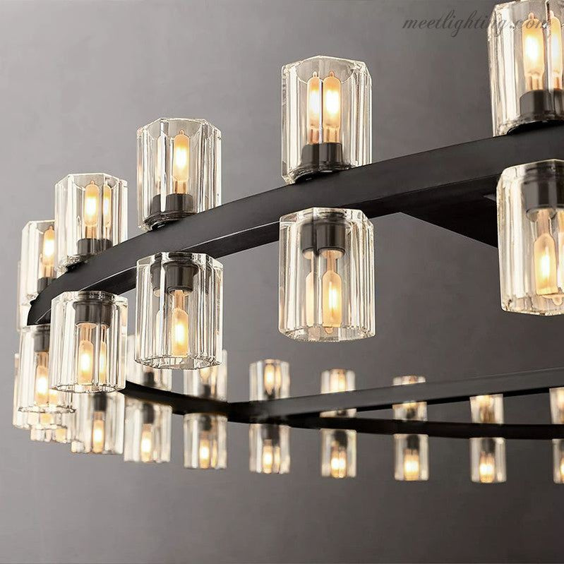 60-Inch Round Crystal Chandelier 72-Light Brass Fixture for Dining Room Living Room Hotel
