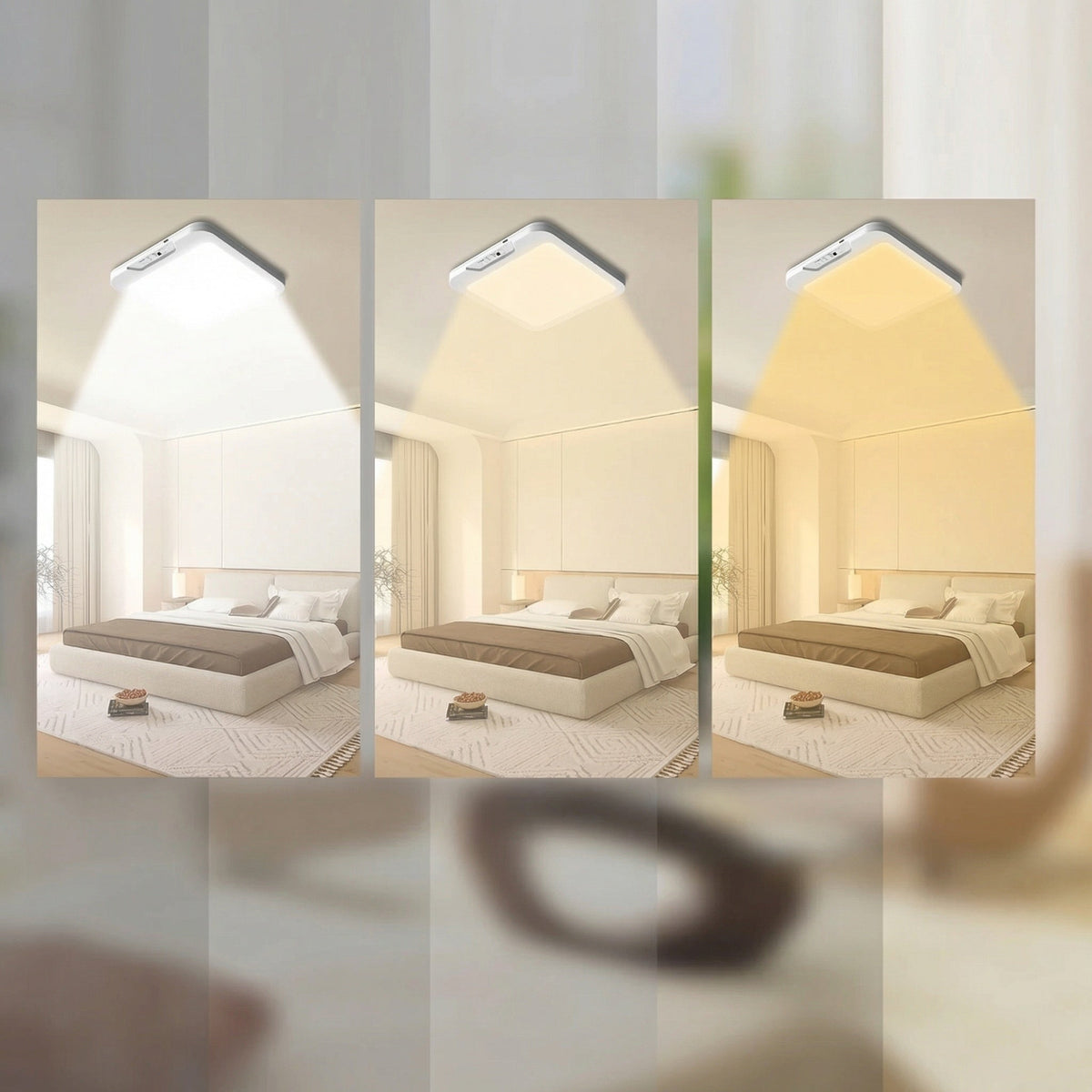 Wireless Motion Sensor Ceiling Light with 3 Color Modes | Battery Operated for Convenient Indoor Illumination