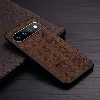 Google Pixel Natural Wood Grain Phone Case – Premium PU Leather with Raised Edge Protection for Screen & Camera
