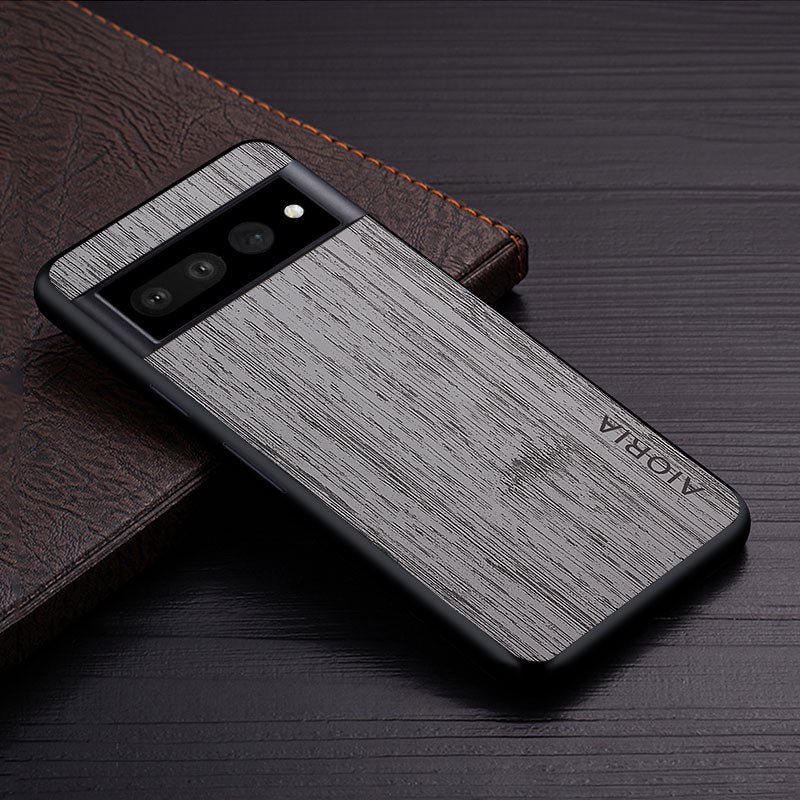 Google Pixel Natural Wood Grain Phone Case – Premium PU Leather with Raised Edge Protection for Screen & Camera