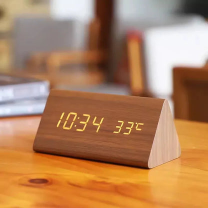 WoodWatch | Réveil intelligent LED avec commande vocale et affichage de la température | Design moderne pour chambres élégantes