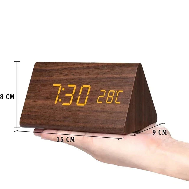 WoodWatch | Réveil intelligent LED avec commande vocale et affichage de la température | Design moderne pour chambres élégantes