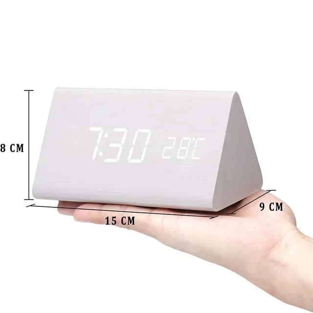 WoodWatch | Réveil intelligent LED avec commande vocale et affichage de la température | Design moderne pour chambres élégantes