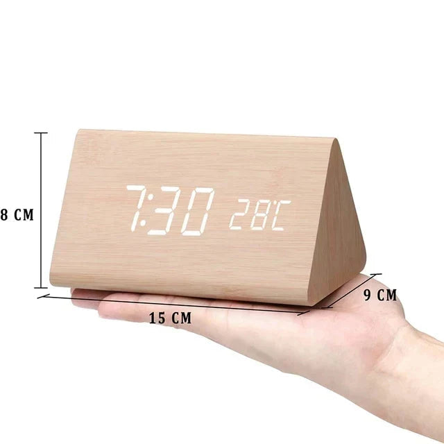 WoodWatch | Réveil intelligent LED avec commande vocale et affichage de la température | Design moderne pour chambres élégantes