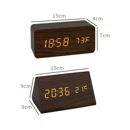 WoodWatch | Réveil intelligent LED avec commande vocale et affichage de la température | Design moderne pour chambres élégantes