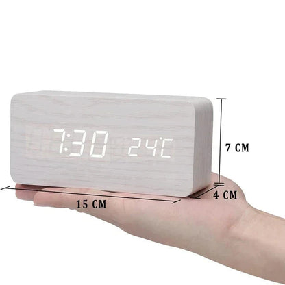 WoodWatch | Réveil intelligent LED avec commande vocale et affichage de la température | Design moderne pour chambres élégantes