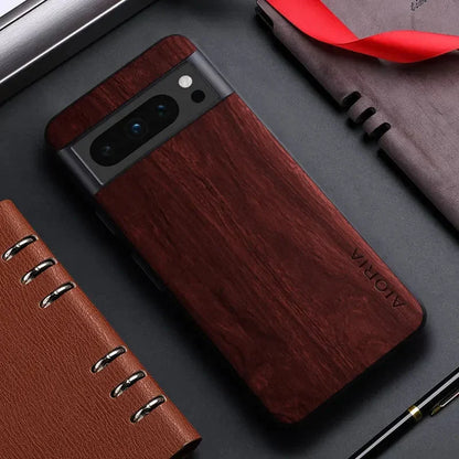 Wood Grain Phone Case for Google Pixel – Slim Protective Cover with Anti-Fingerprint Finish & Raised Edges – Fits Pixel 7A through 11 Pro