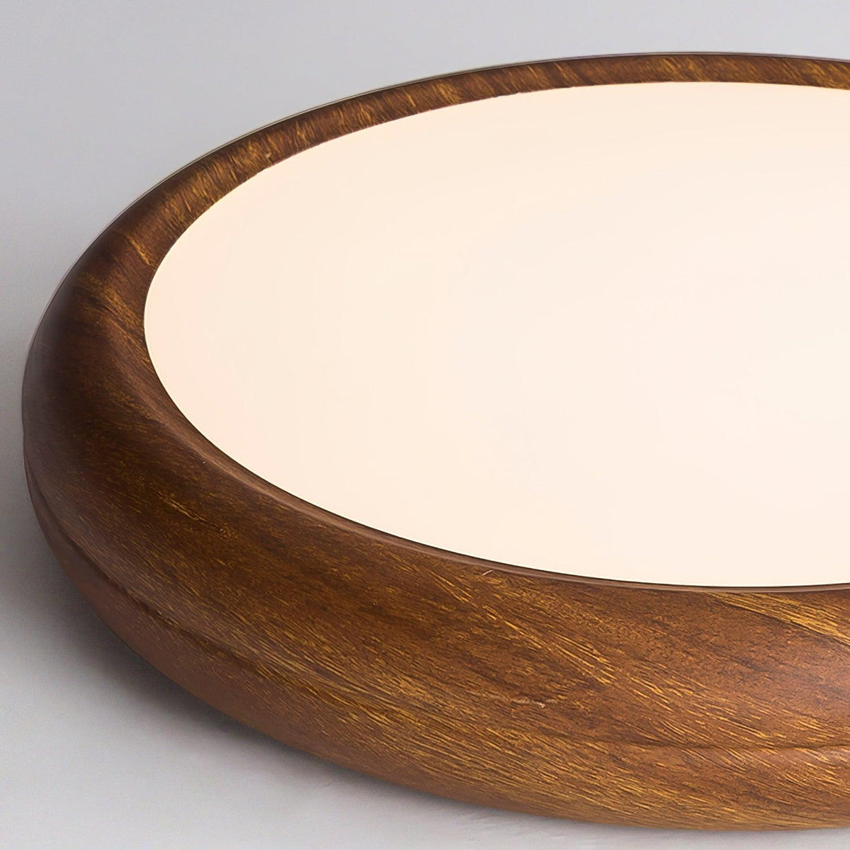 LED Flush Mount Ceiling Fixture 20 in Walnut Finish for Bedroom Living Room Kitchen Low Profile Integrated Light Acrylic Diffuser Modern Min