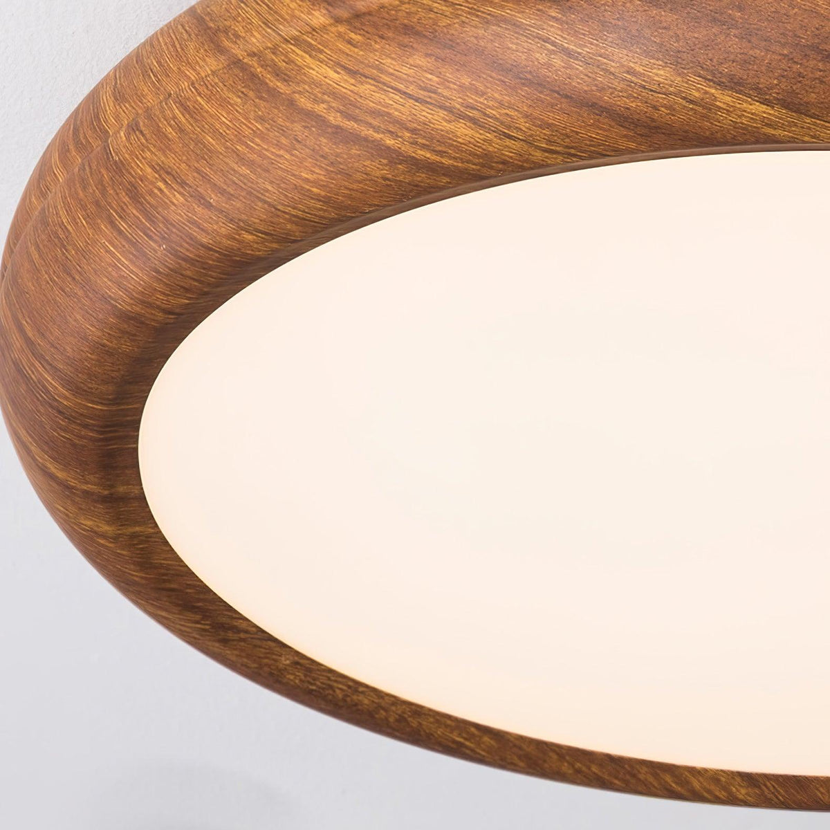 LED Flush Mount Ceiling Fixture 20 in Walnut Finish for Bedroom Living Room Kitchen Low Profile Integrated Light Acrylic Diffuser Modern Min