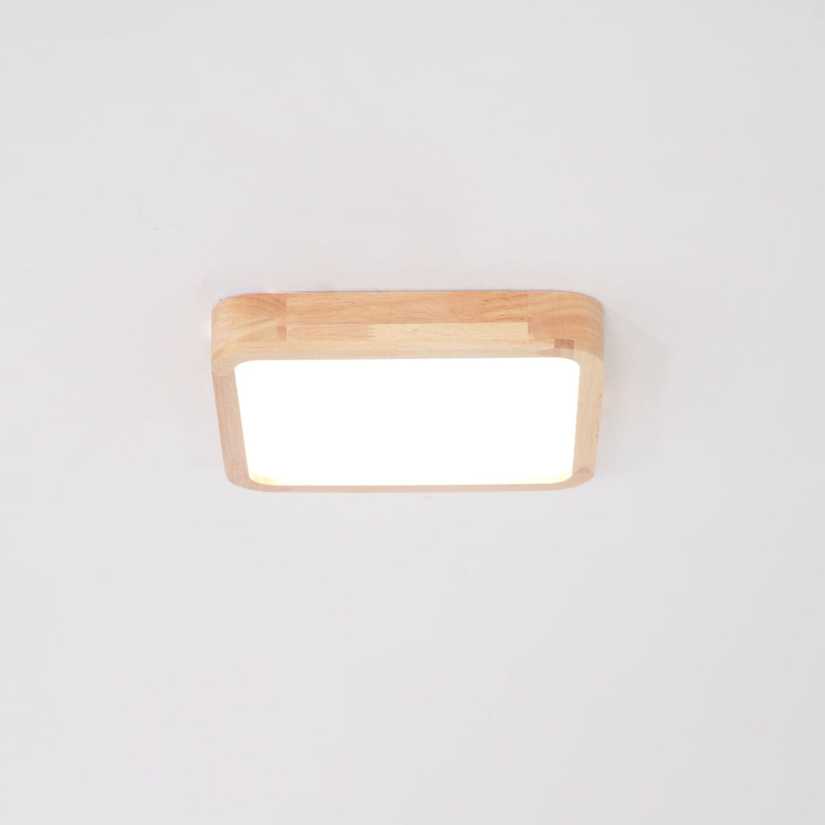 LED Flush Mount Ceiling Light with Rubberwood Frame & Dimmable Acrylic Panel for Bedroom Living Room Dining Room Kitchen Hallway Modern Mini