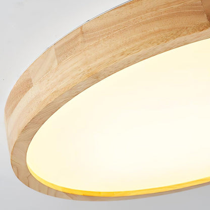LED Flush Mount Ceiling Light with Rubberwood Frame & Dimmable Acrylic Panel for Bedroom Living Room Dining Room Kitchen Hallway Modern Mini