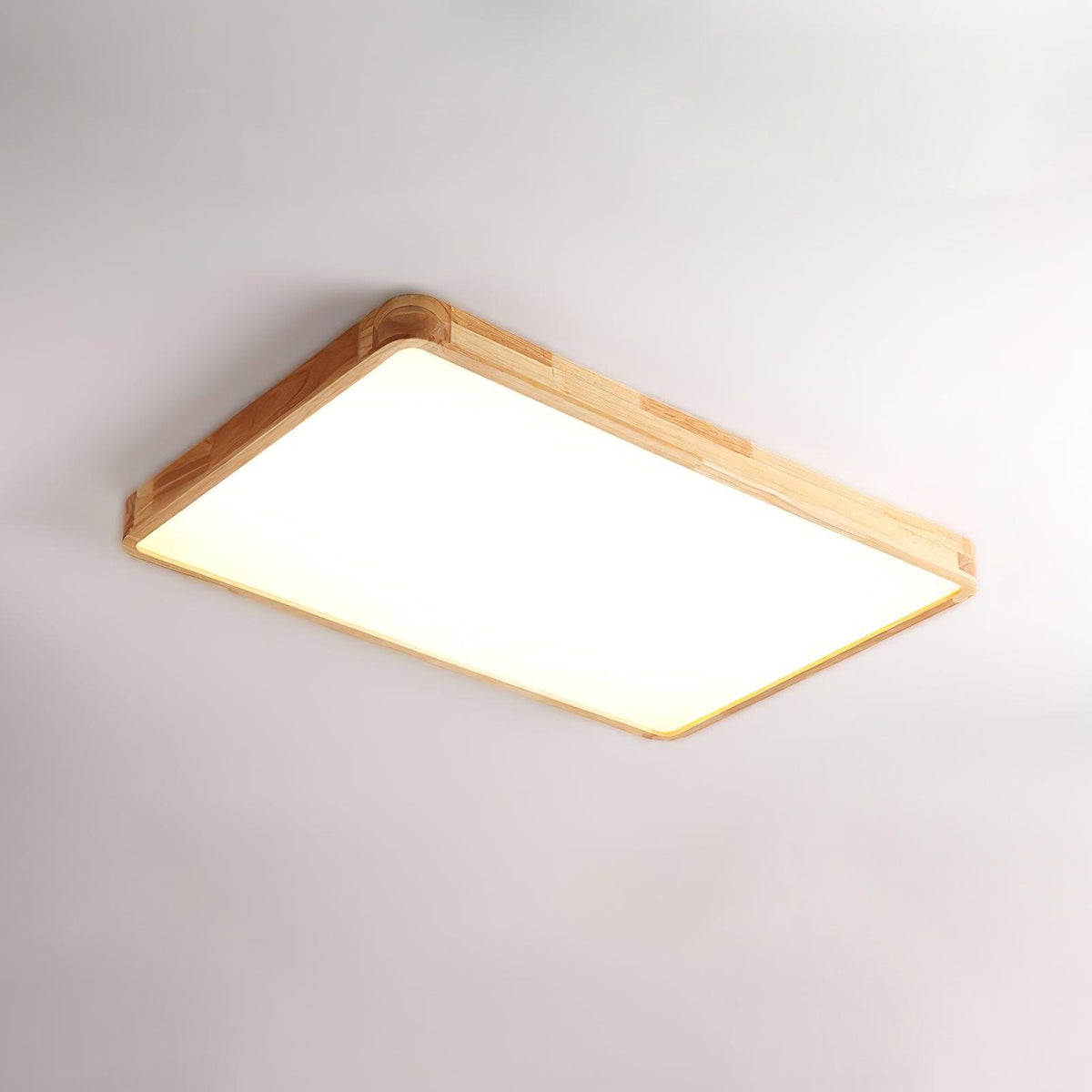 LED Flush Mount Ceiling Light with Rubberwood Frame & Dimmable Acrylic Panel for Bedroom Living Room Dining Room Kitchen Hallway Modern Mini