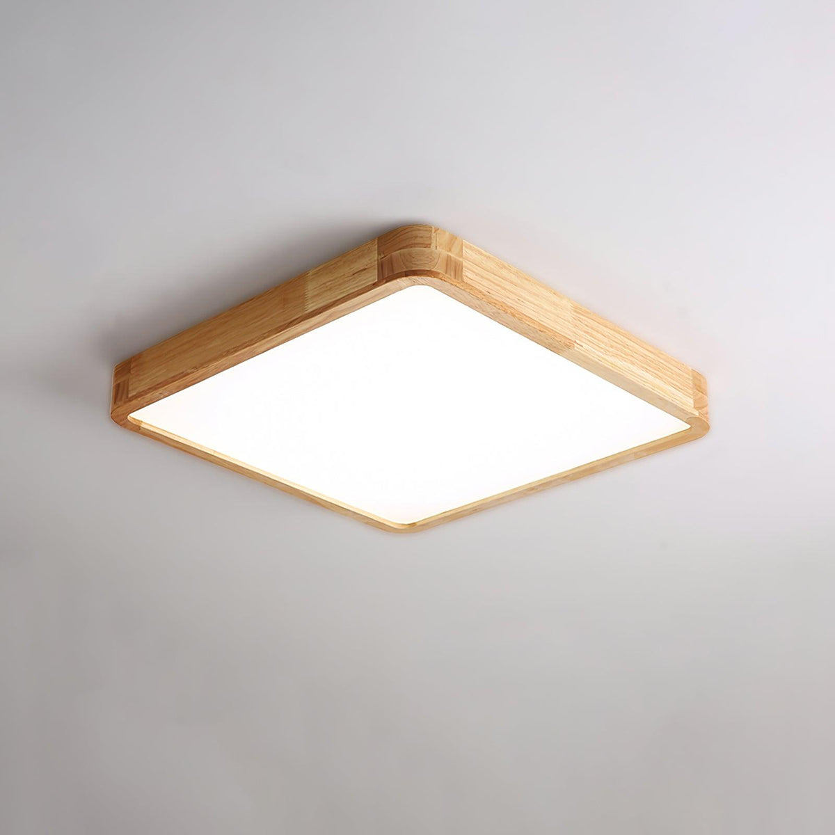 LED Flush Mount Ceiling Light with Rubberwood Frame & Dimmable Acrylic Panel for Bedroom Living Room Dining Room Kitchen Hallway Modern Mini