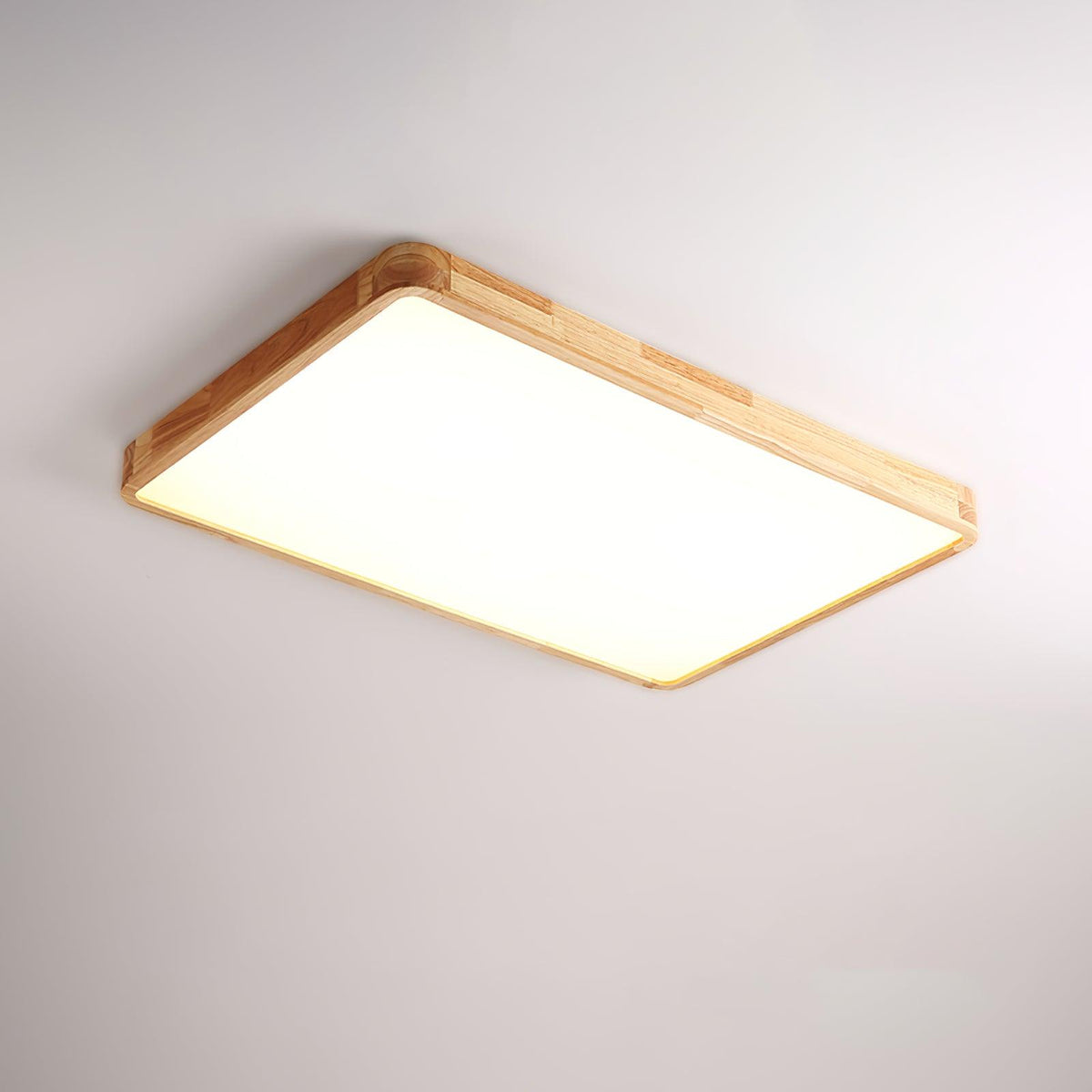 LED Flush Mount Ceiling Light with Rubberwood Frame & Dimmable Acrylic Panel for Bedroom Living Room Dining Room Kitchen Hallway Modern Mini