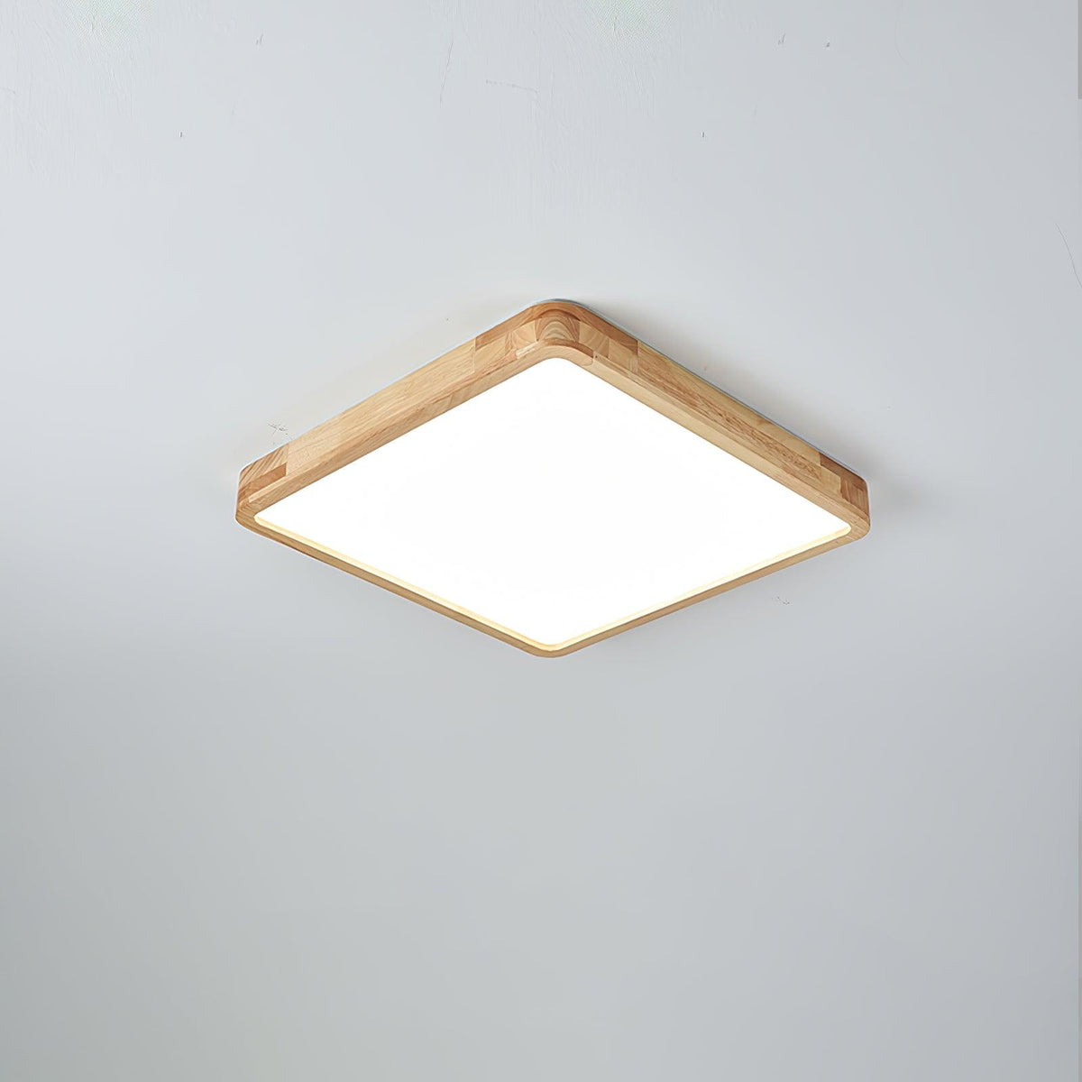 LED Flush Mount Ceiling Light with Rubberwood Frame & Dimmable Acrylic Panel for Bedroom Living Room Dining Room Kitchen Hallway Modern Mini