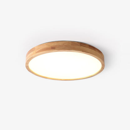 LED Flush Mount Ceiling Light with Rubberwood Frame & Dimmable Acrylic Panel for Bedroom Living Room Dining Room Kitchen Hallway Modern Mini