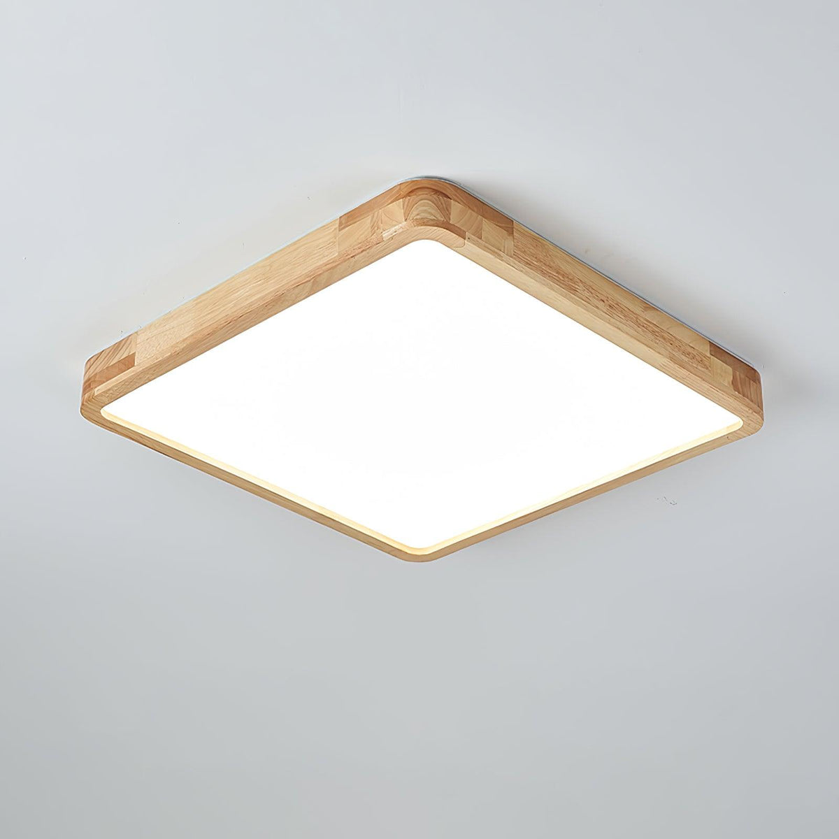 LED Flush Mount Ceiling Light with Rubberwood Frame & Dimmable Acrylic Panel for Bedroom Living Room Dining Room Kitchen Hallway Modern Mini