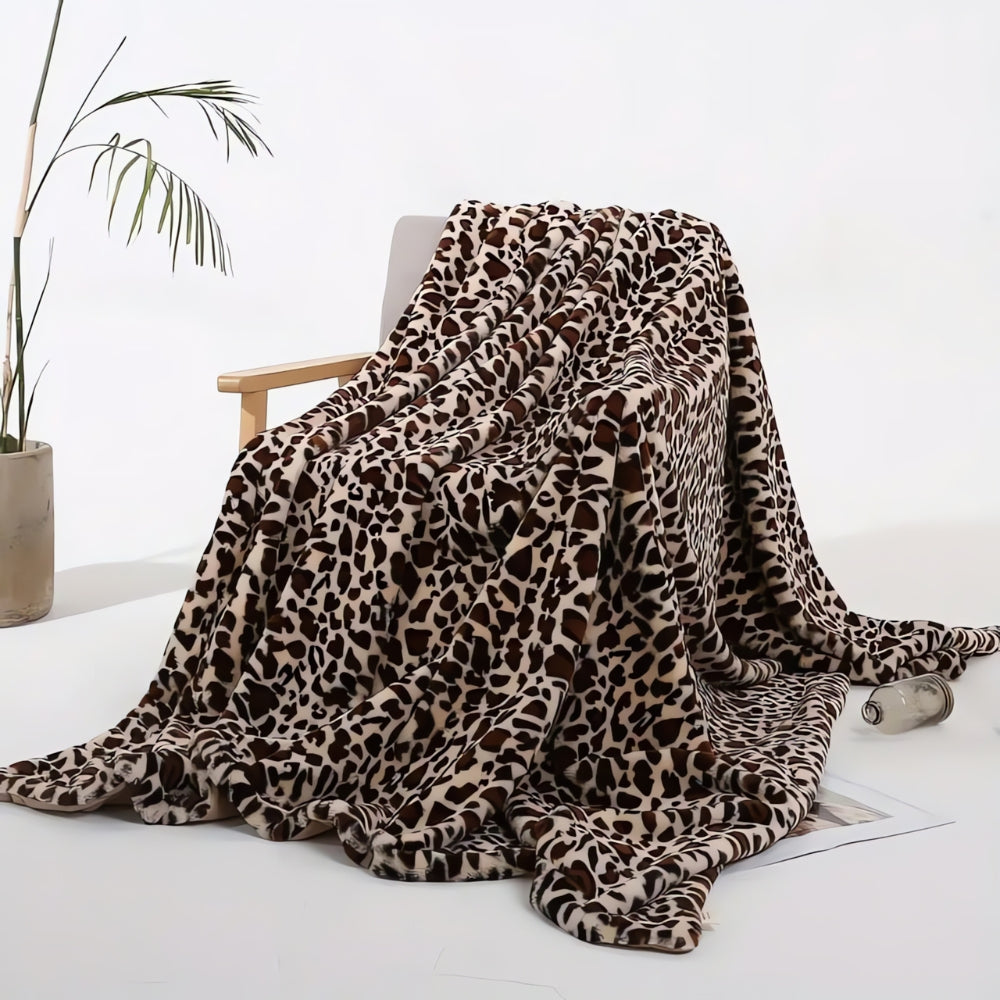 Wren Leopard Print Blanket - Ultra-Soft Faux Fur, Cozy Throw