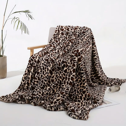 Wren Leopard Print Blanket - Ultra-Soft Faux Fur, Cozy Throw