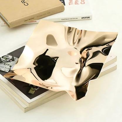 Wanderlust Decorative Tray for Coffee Table - Hand-Polished Stainless Steel, Modern Design