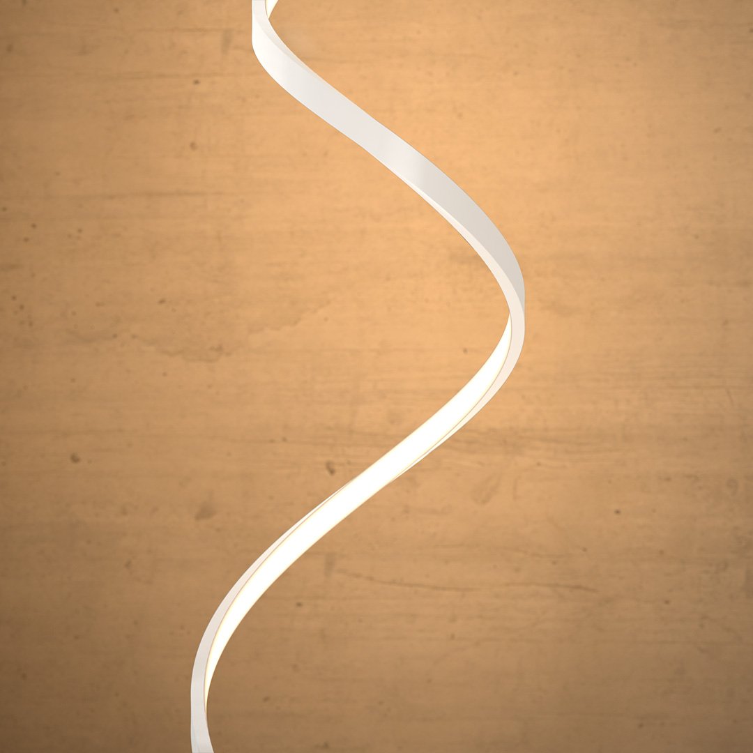 Sculptural Spiral LED Standing Lamp 52 inches Adjustable Brightness Aluminum Contemporary Living Room Bedroom Home Office Remote Dimmable