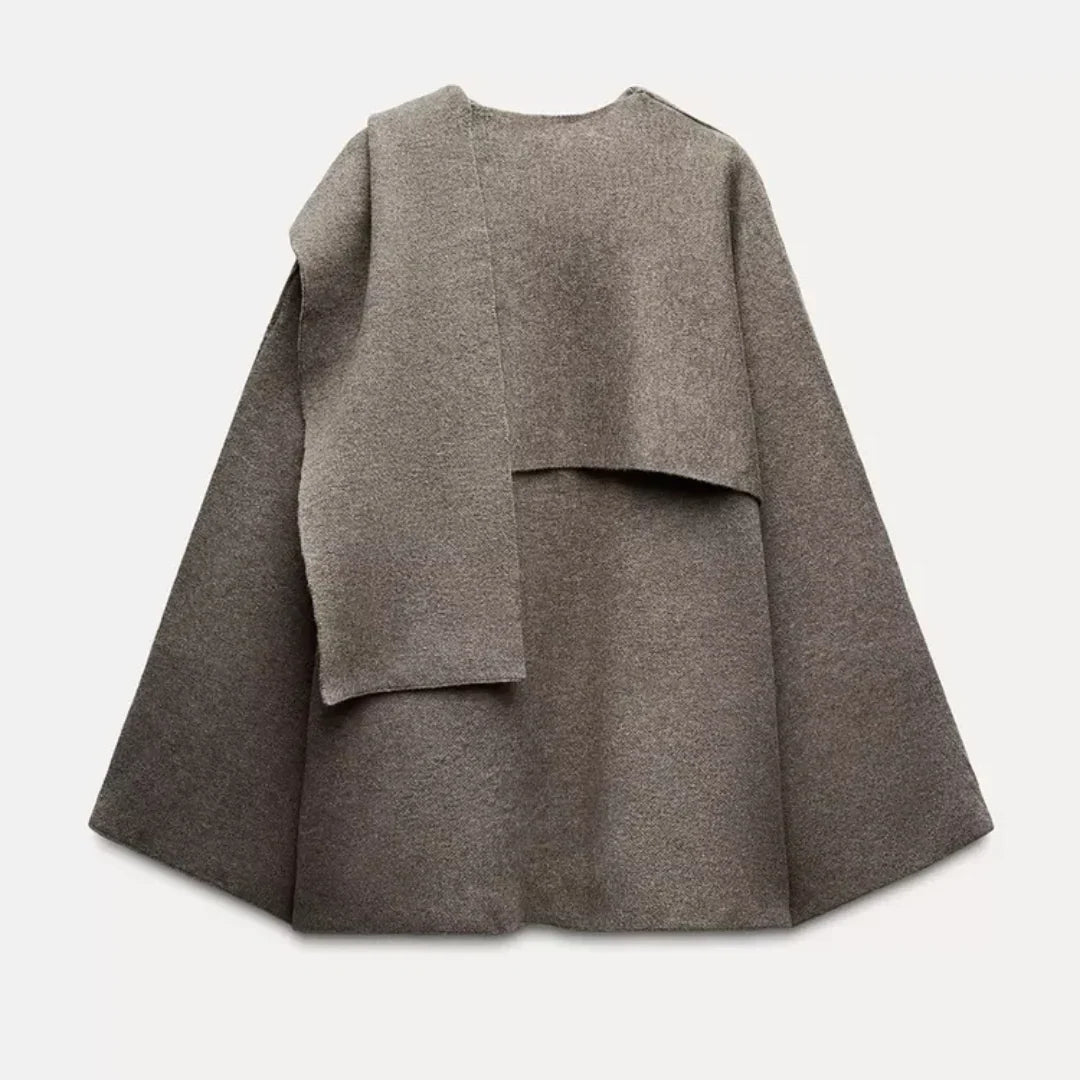 Wynora Women's Cape - Textured Fabric, Oversized Poncho Style
