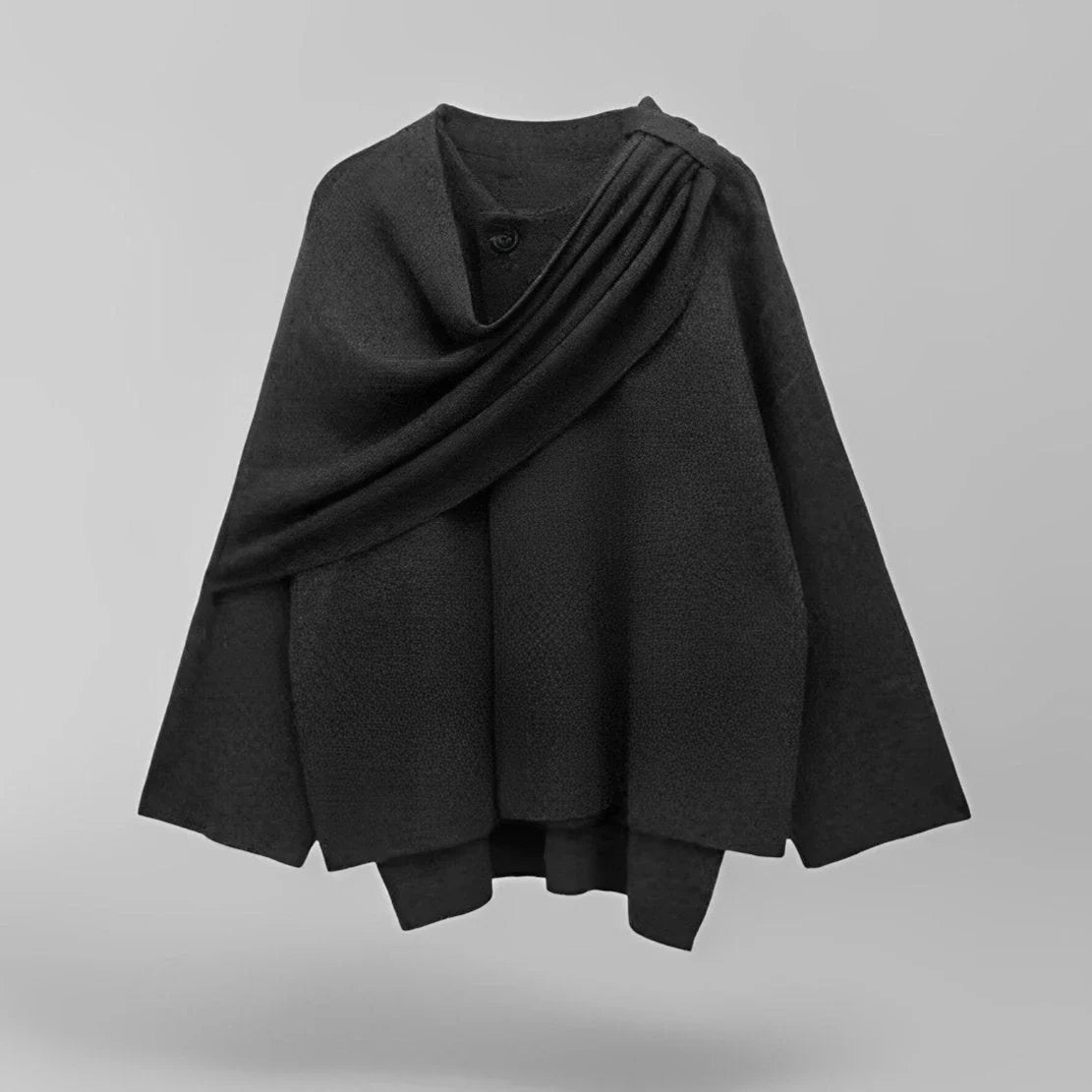Wynora Women's Cape - Textured Fabric, Oversized Poncho Style