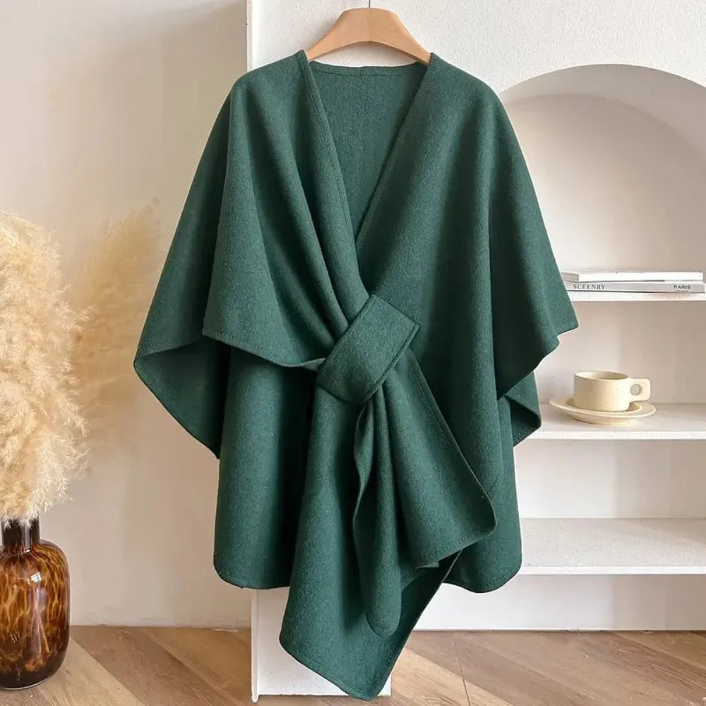 Wynter Poncho Coat - Polyester-Wool Blend, One Size