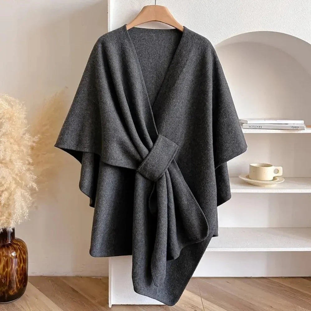 Wynter Poncho Coat - Polyester-Wool Blend, One Size