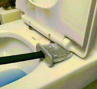 Bathroom Toilet Brush with Holder Silicone Bristles Antibacterial Floor Standing Wall Mount Non-Slip for Toilet Bowl