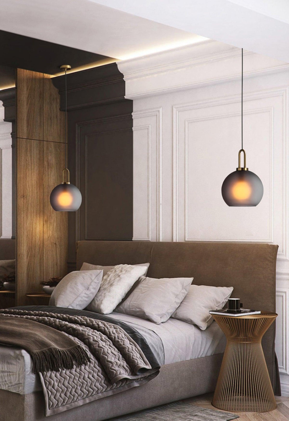 Glass Globe Hanging Light Fixture with Adjustable Cord for Dining Room Kitchen Island Bedroom Modern Minimalist Ceiling Pendant Lamp