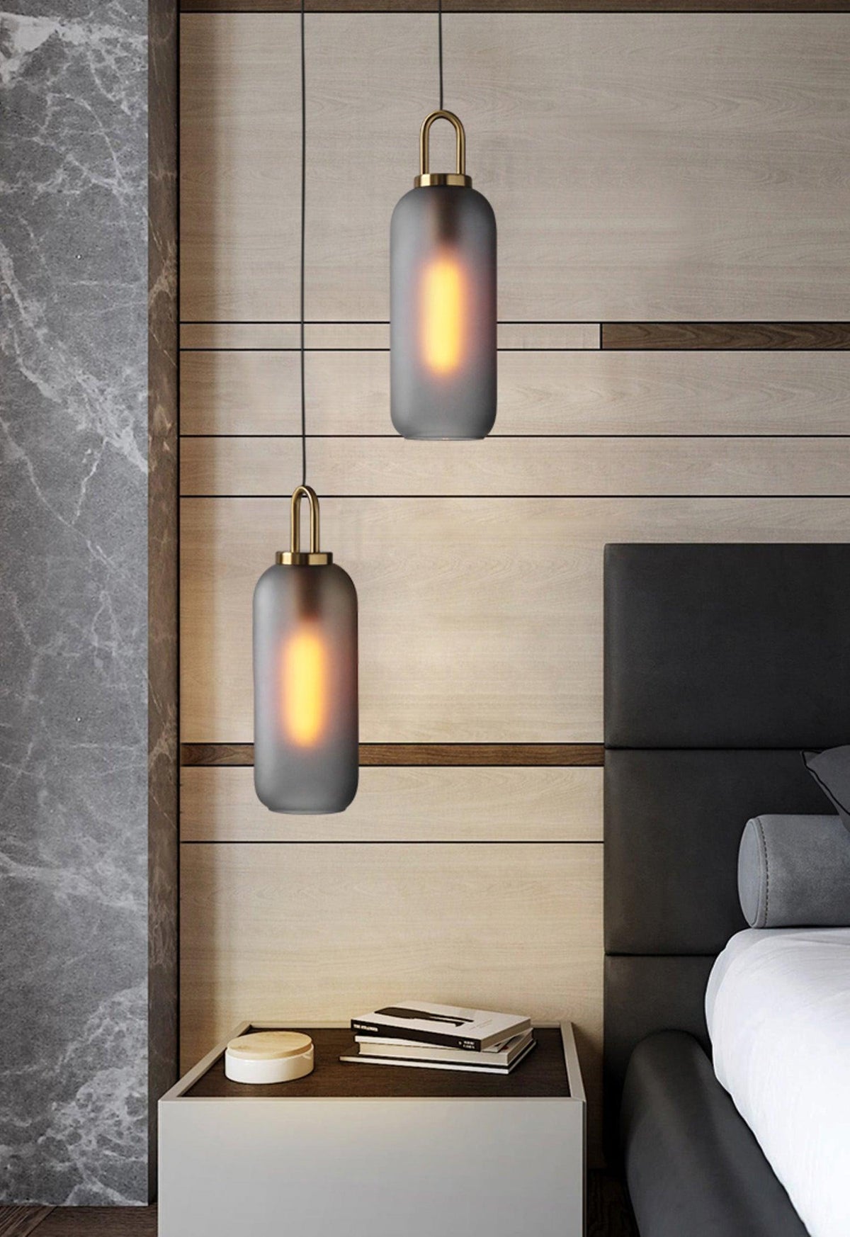 Glass Globe Hanging Light Fixture with Adjustable Cord for Dining Room Kitchen Island Bedroom Modern Minimalist Ceiling Pendant Lamp