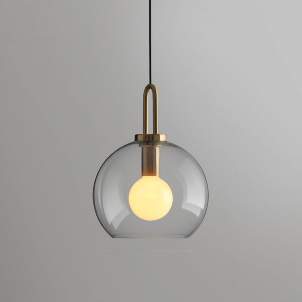 Glass Globe Hanging Light Fixture with Adjustable Cord for Dining Room Kitchen Island Bedroom Modern Minimalist Ceiling Pendant Lamp