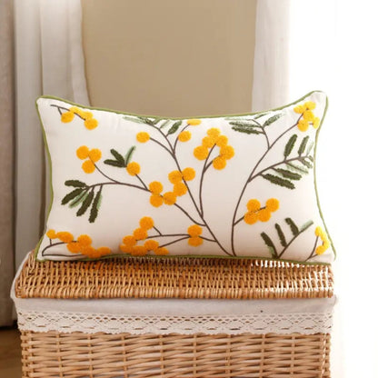 Yonder Cushion Cover - Microfiber Blend, Floral Embroidery for Sofa