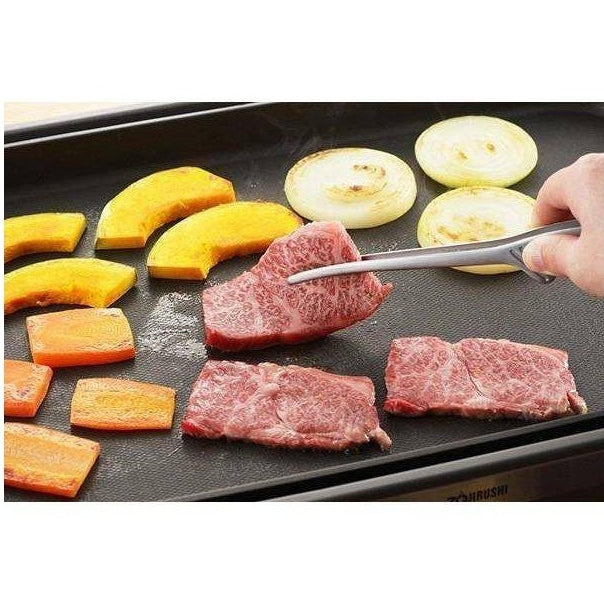 Stainless Steel BBQ Tongs 9.4 Inch Raised Tip Design for Korean Grill Tabletop Cooking Raw Meat Handling Kitchen Utensil