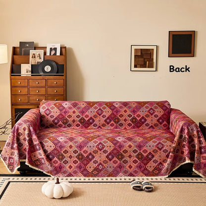 Kilim Sofa Cover - Soft Microfiber, Geometric Kilim Design