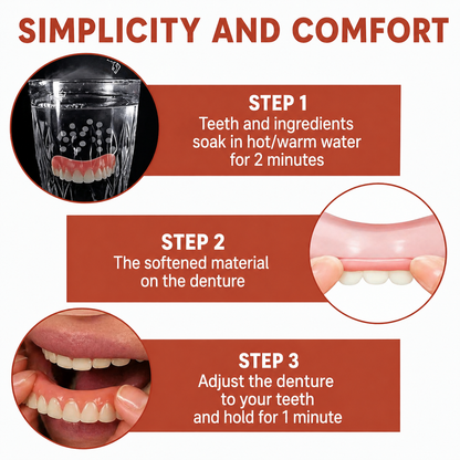 Soft Silicone Denture Cushion Liner for Comfortable Fit Without Pain or Slipping | Easy Home Application | Upper & Lower Arch Support