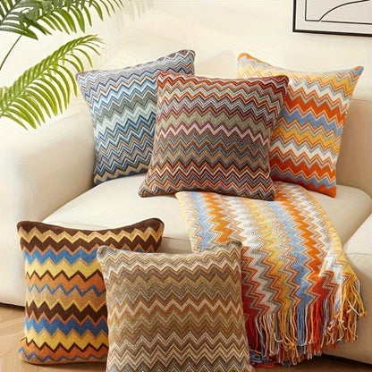 Zara Cushion Cover - Zigzag Knit, Soft Microfiber