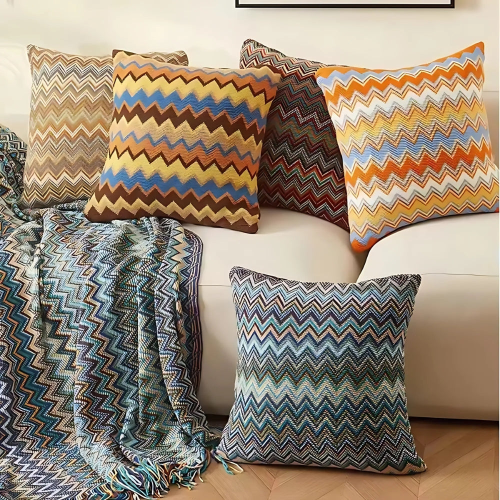 Zara Cushion Cover - Zigzag Knit, Soft Microfiber