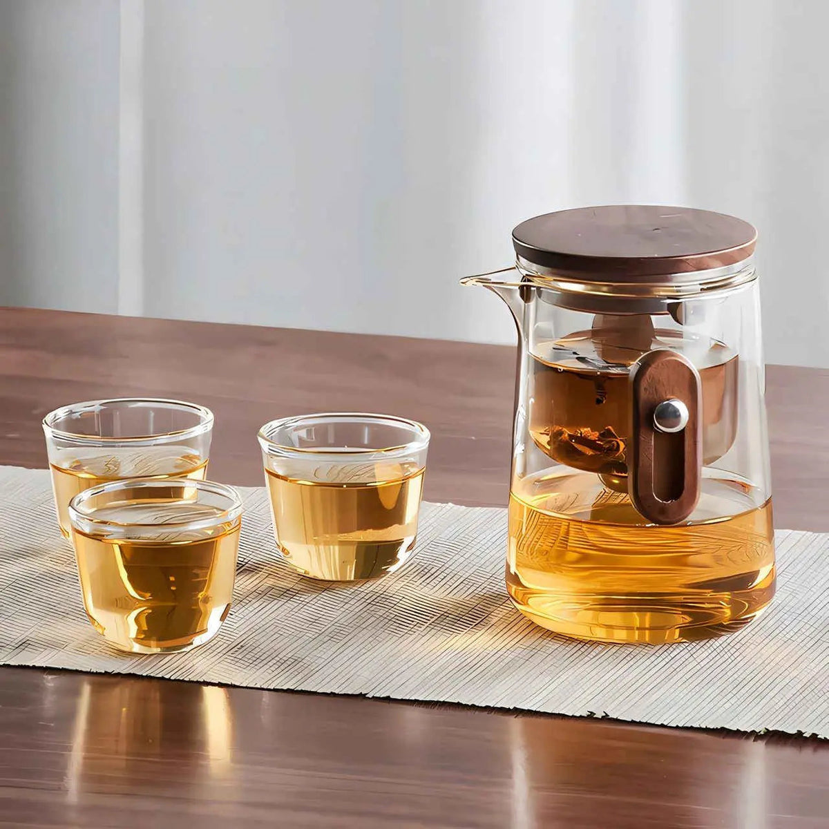 Portable Glass Tea Infuser Set with Case 11 fl oz Borosilicate Teapot Cups for Camping Hiking Travel Office Loose Leaf Brewing Kit