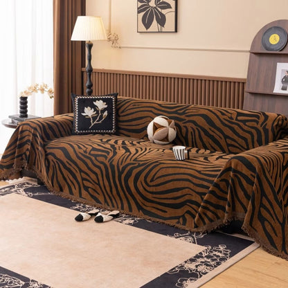 Zentara Sofa Cover - Chenille, Zebra Patterned Slipcover