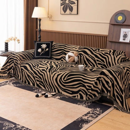 Zentara Sofa Cover - Chenille, Zebra Patterned Slipcover