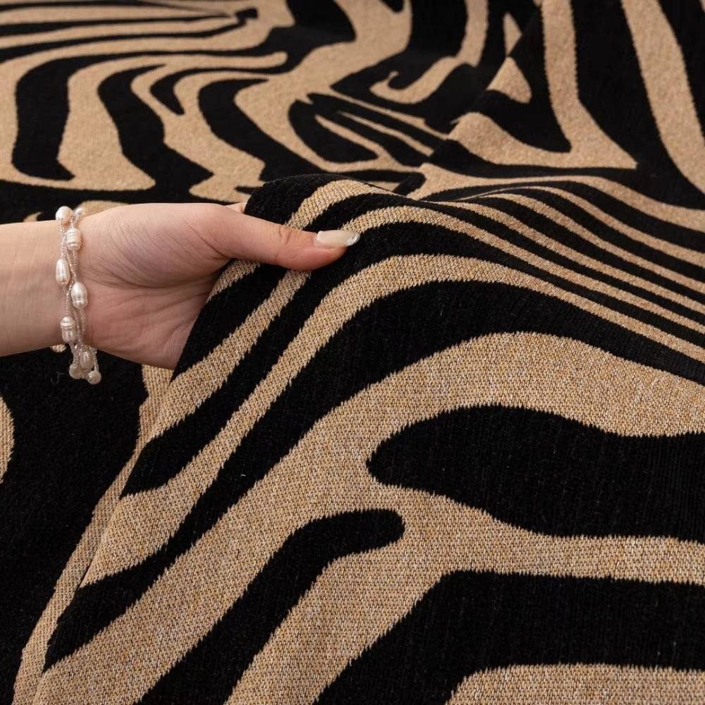 Zentara Sofa Cover - Chenille, Zebra Patterned Slipcover