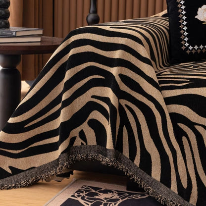 Zentara Sofa Cover - Chenille, Zebra Patterned Slipcover