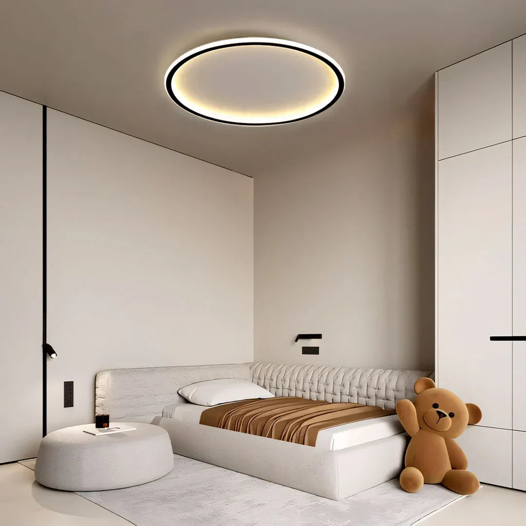 Round LED Flush Mount Ceiling Light 12in 16in 20in Metal Fixture Dimmable Color Temperature Living Room Bedroom Office Hallway