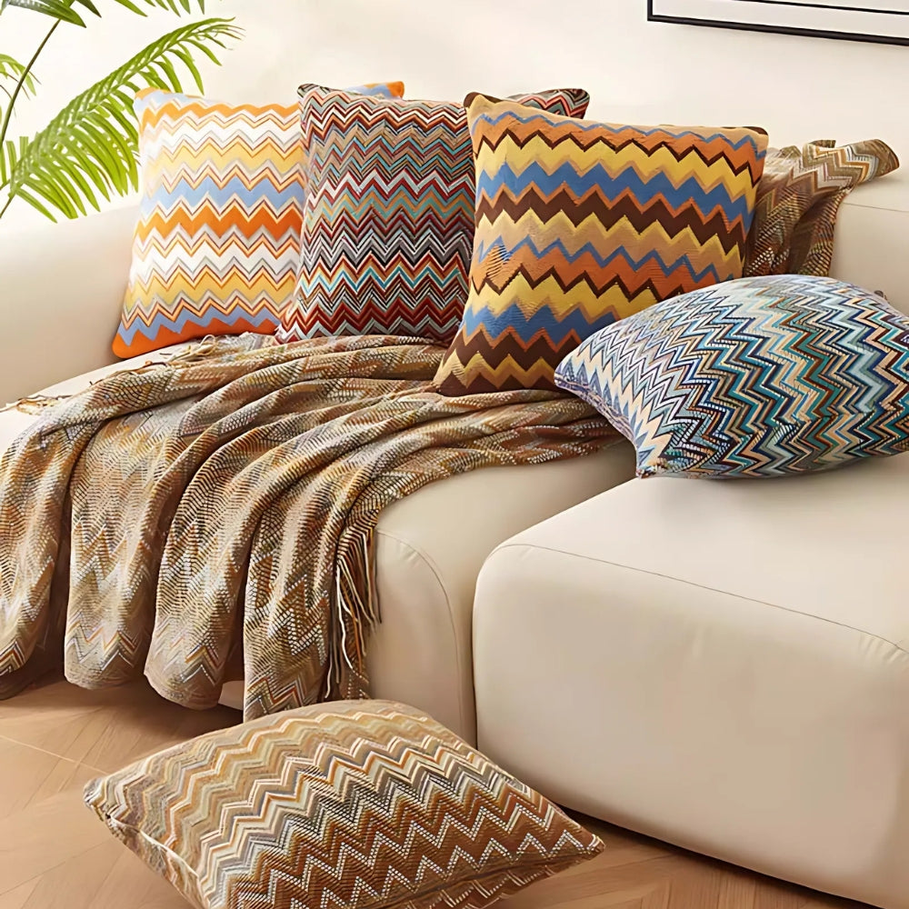 Zara Cushion Cover - Zigzag Knit, Soft Microfiber