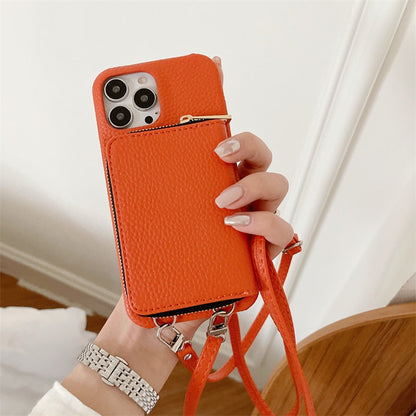 iPhone Wallet Case with Detachable Crossbody Strap & Card Holder – Hands-Free Phone Pouch for Women & Men – Vegan Leather Cover with