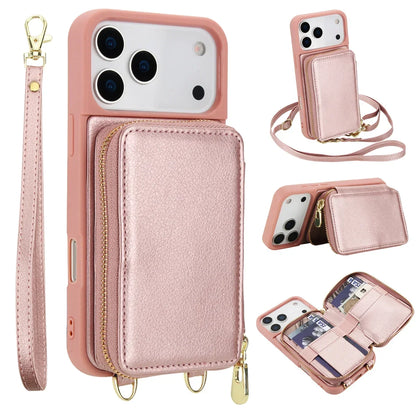 iPhone Wallet Case with Detachable Crossbody Strap & Card Holder – Hands-Free Phone Pouch for Women & Men – Vegan Leather Cover with