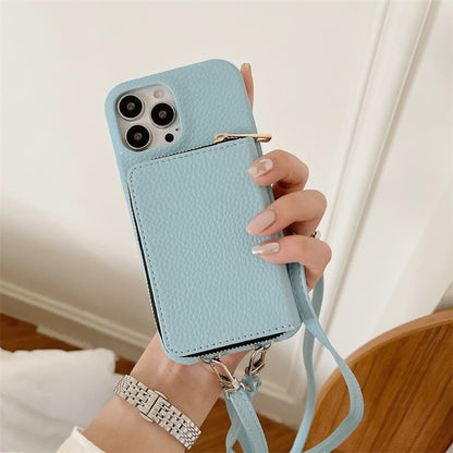 iPhone Wallet Case with Detachable Crossbody Strap & Card Holder – Hands-Free Phone Pouch for Women & Men – Vegan Leather Cover with