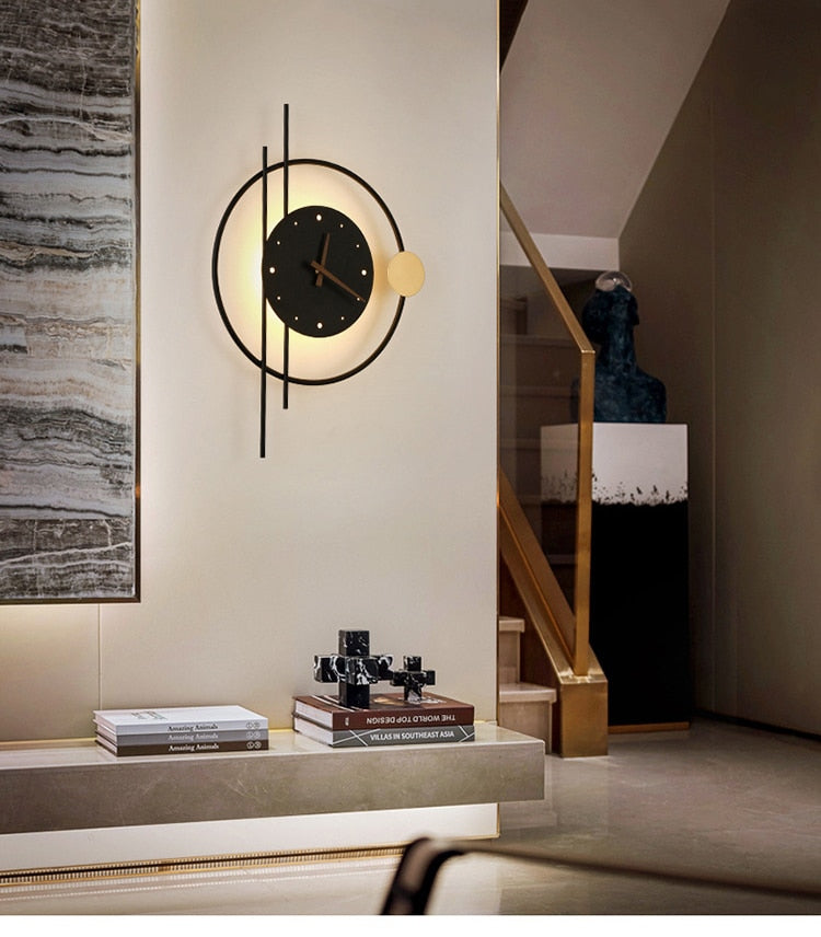 Metal Timepiece with Integrated LED Lighting for Home and Office 22.4 inches Round Gold or Black Battery-Powered Decorative Accent